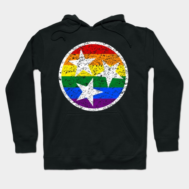 Tennessee Flag Symbol - Rainbow Distressed Hoodie by Mouse Magic with John and Joie